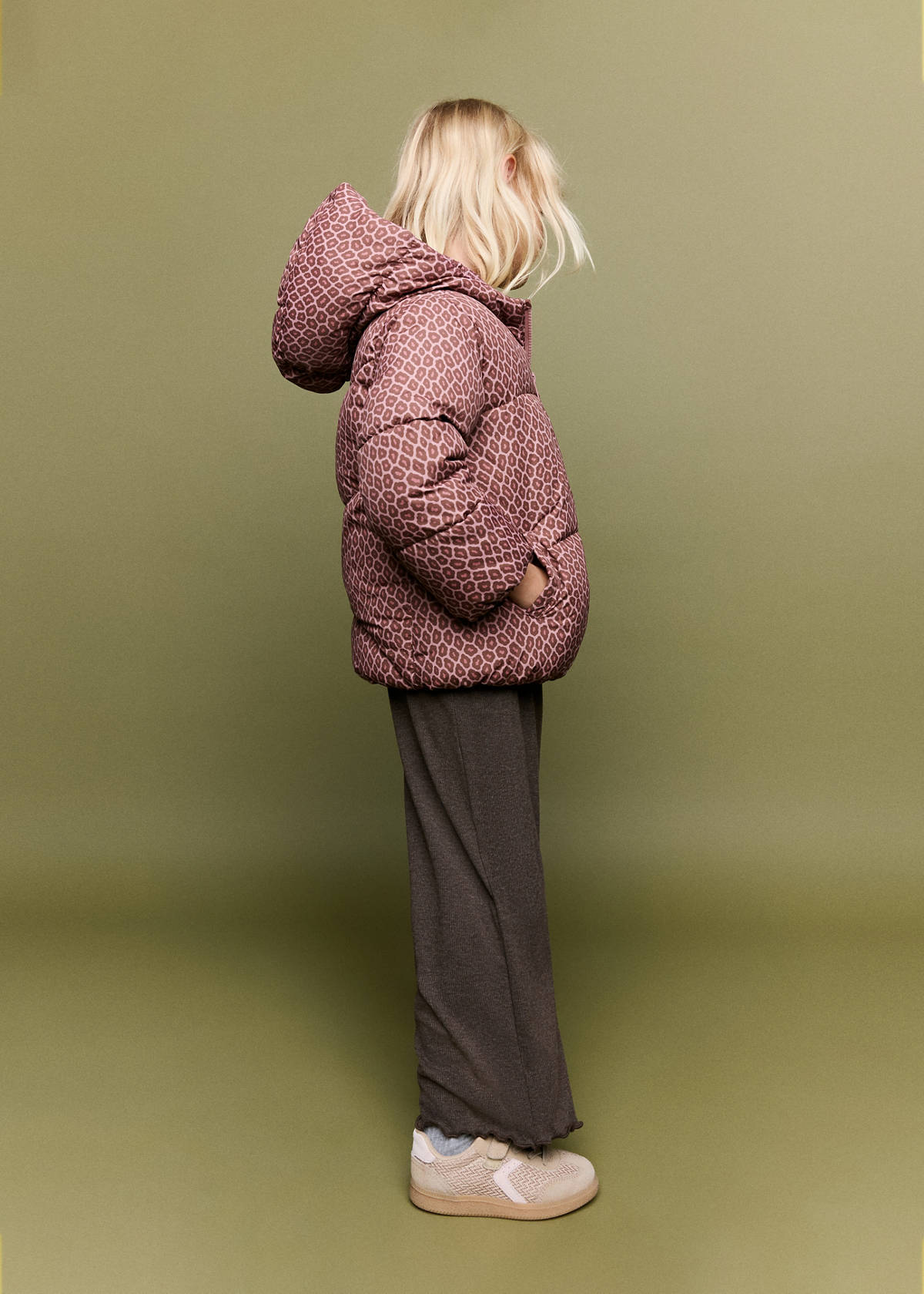 Printed quilted coat — Pink