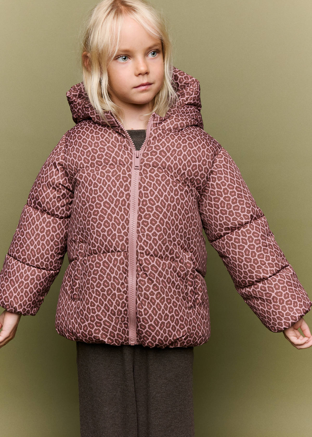 Printed quilted coat — Pink