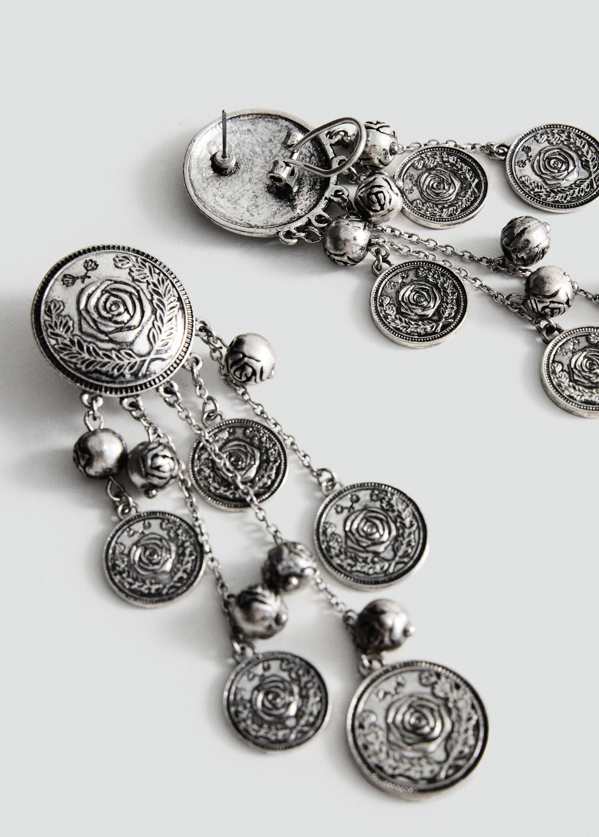 Drop earrings with engraved details - Medium plane