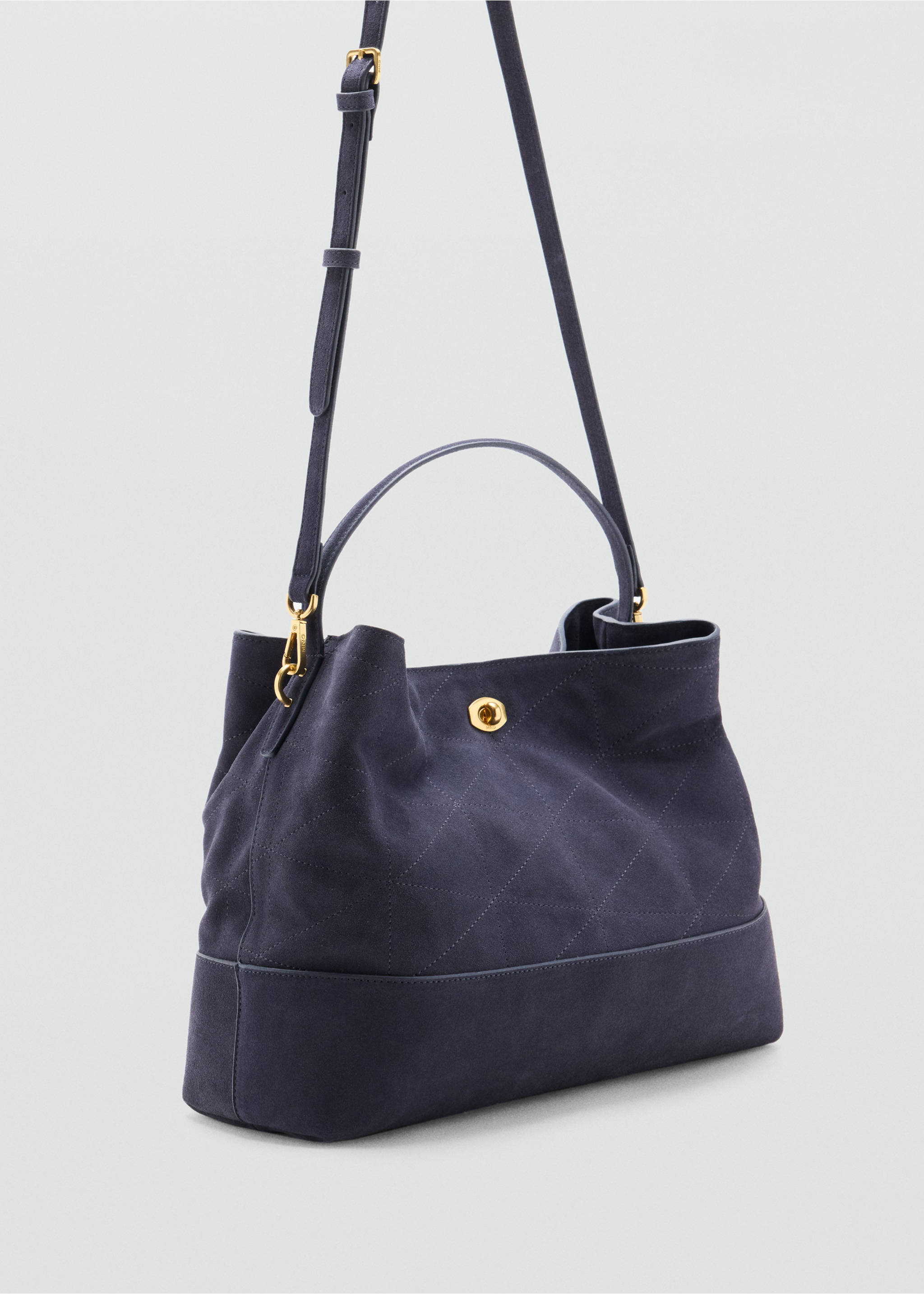 Leather bucket bag - Medium plane, Navy. Ref: 37074796-00.