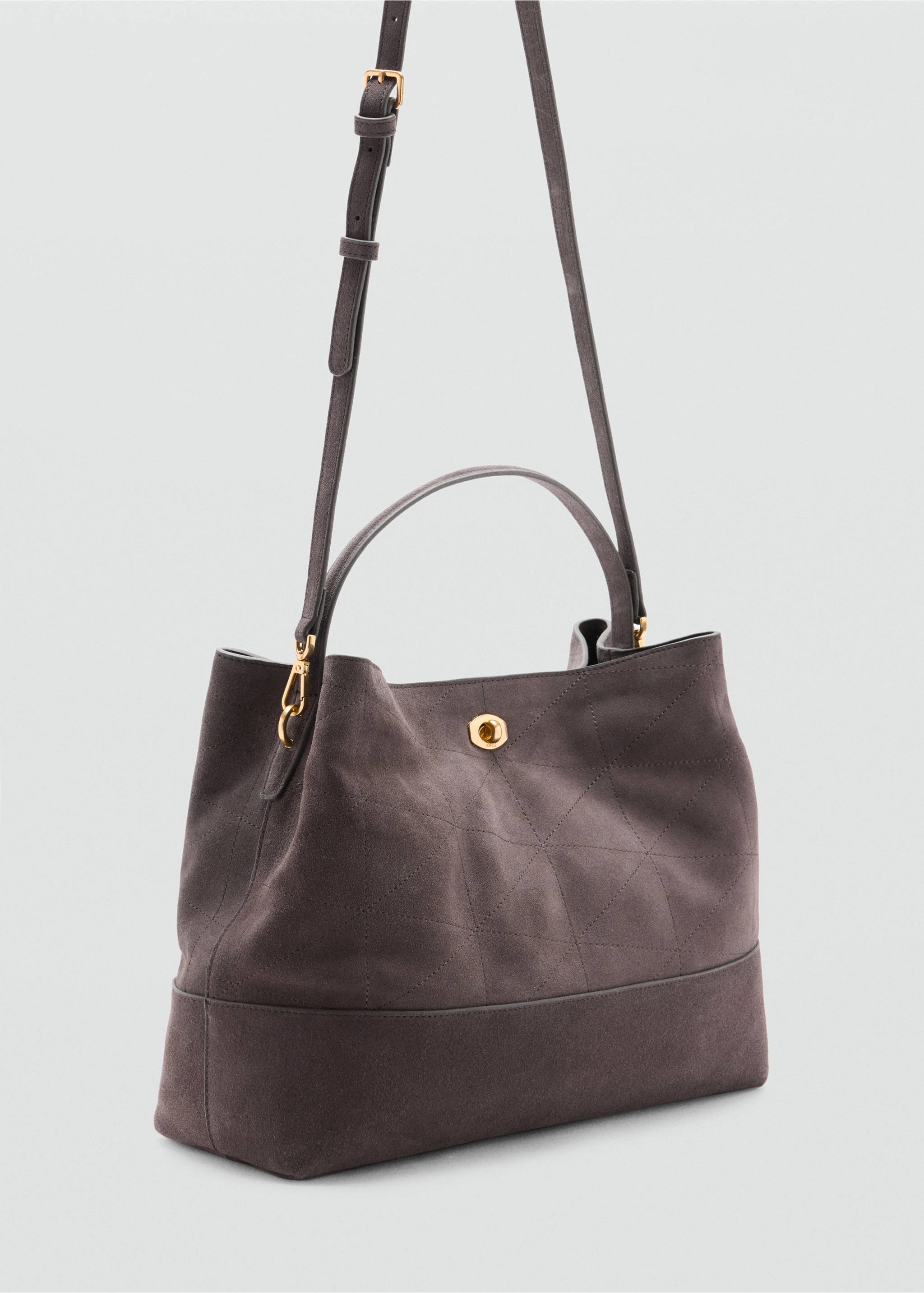 Leather bucket bag - Medium plane, Grey. Ref: 37074796-00.