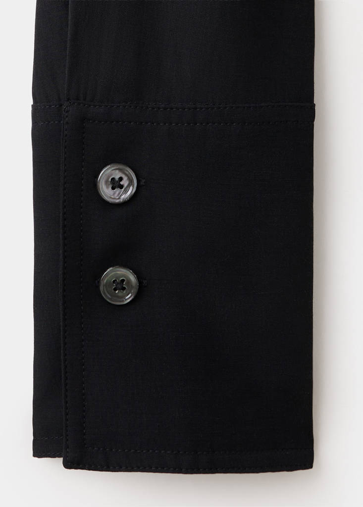 Lyocell overshirt with lapels — Black
