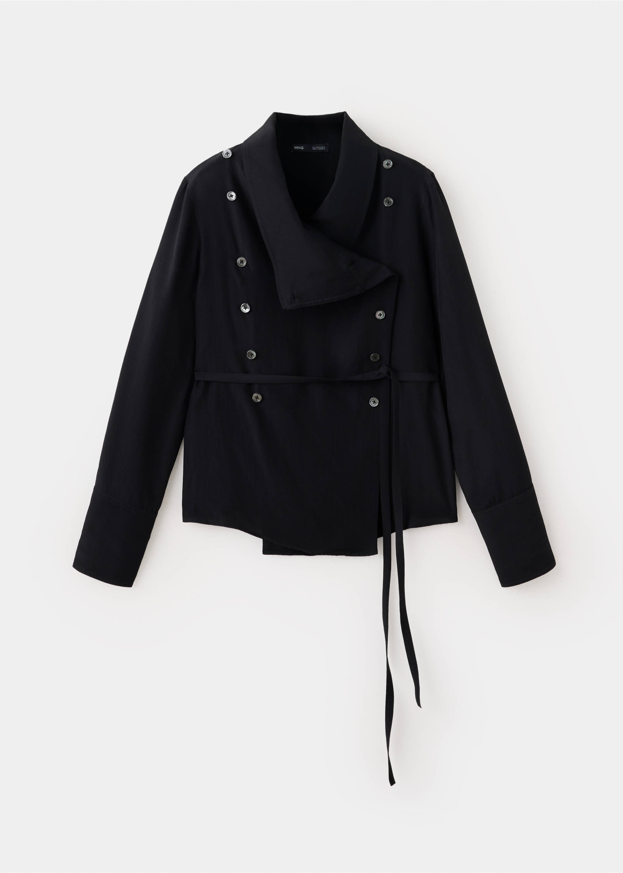 Lyocell overshirt with lapels - Article without model, Black. Ref: 37074797-00.