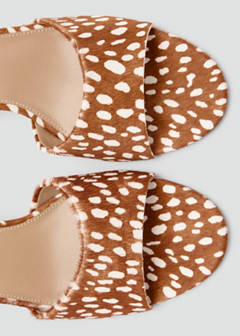 Bambi-fur leather heeled sandal — Medium Brown 4