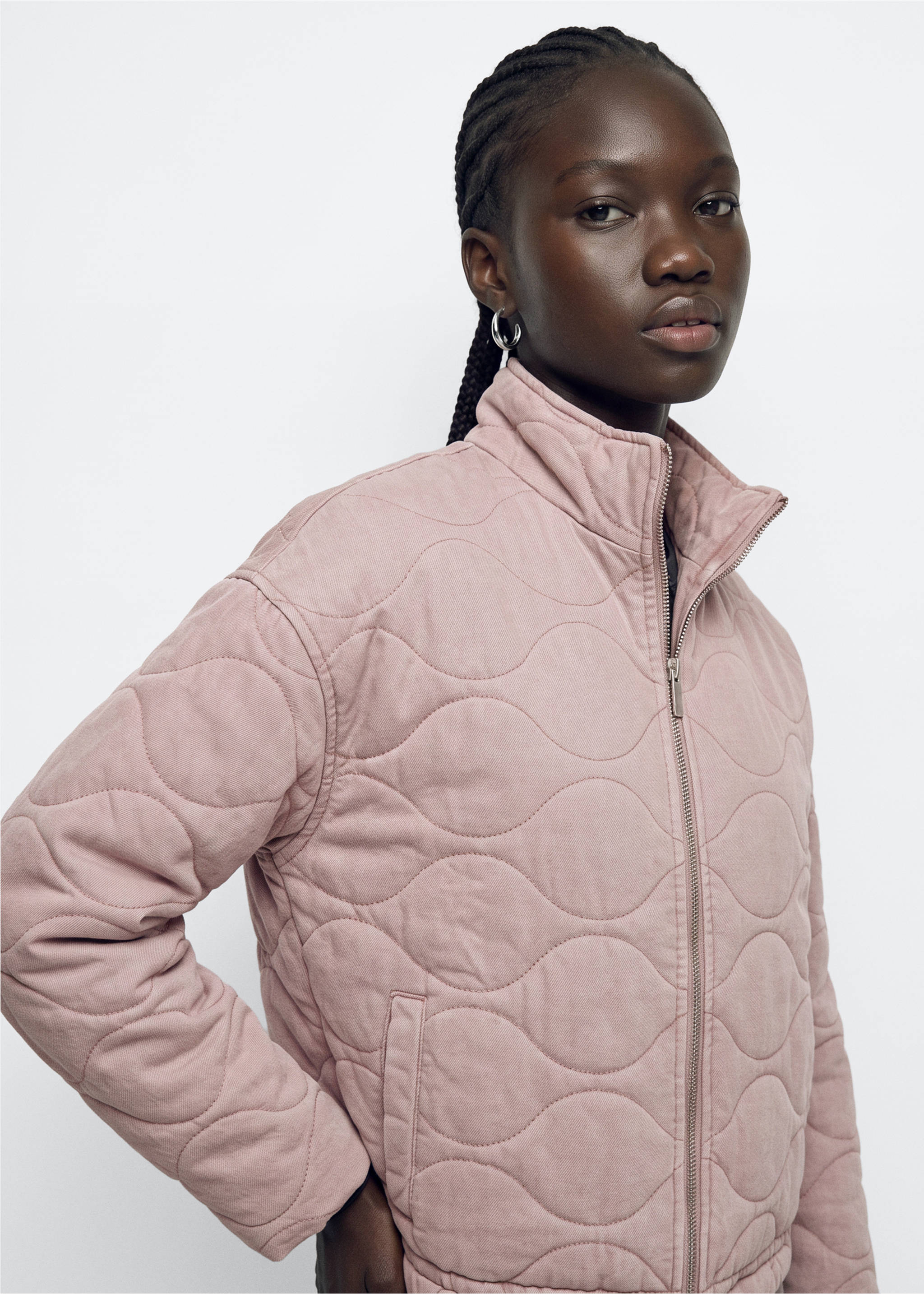 Veste oversize détail couture - Plan moyen, Rose. Ref: 37074799-00.