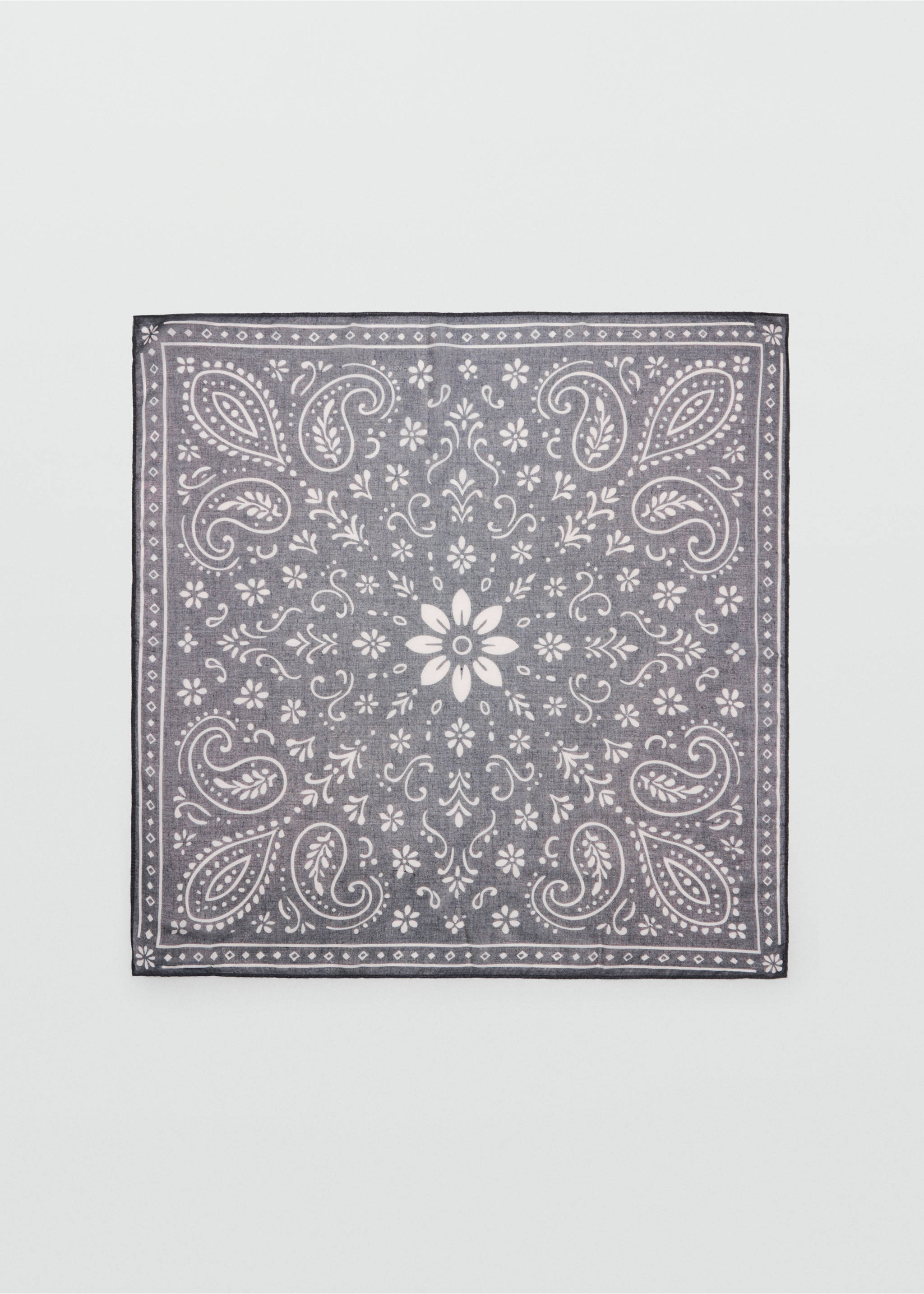 Printed chiffon scarf - Article without model, Grey. Ref: 37074801-00.