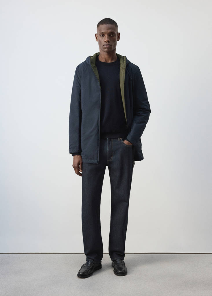 Mango Water-repellent Reversible Parka In Night Blue
