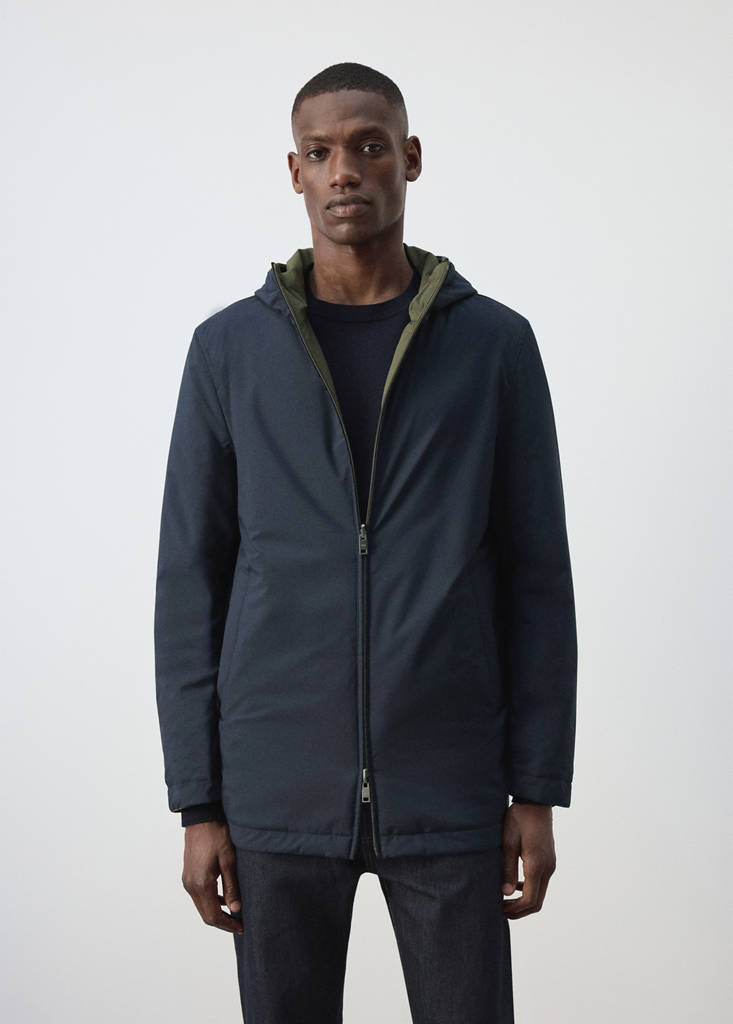 Reversible water-repellent padded parka — Night Blue