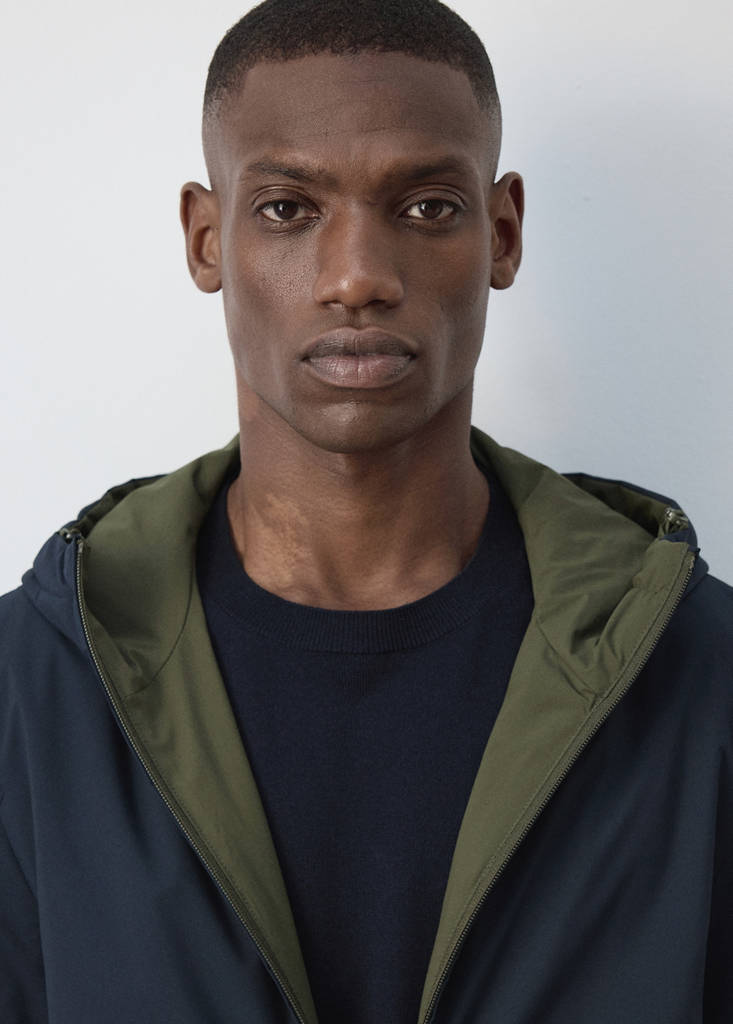 Reversible water-repellent padded parka — Night Blue