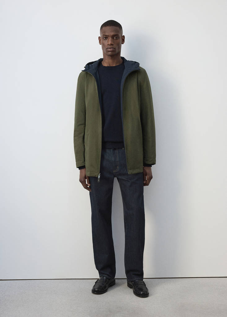 Reversible water-repellent padded parka — Night Blue