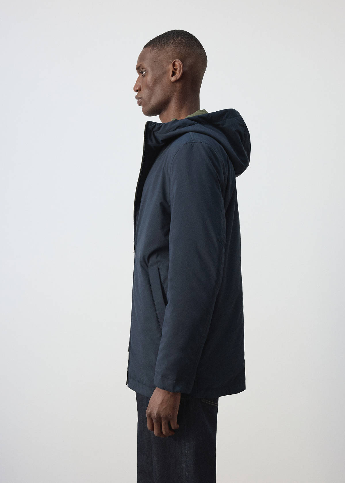 Reversible water-repellent padded parka — Night Blue