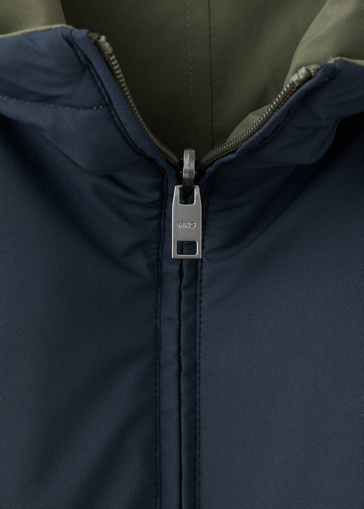 Reversible water-repellent padded parka — Night Blue