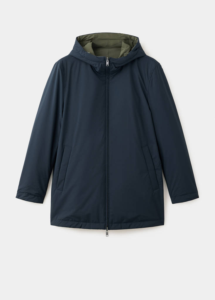 Reversible water-repellent padded parka — Night Blue