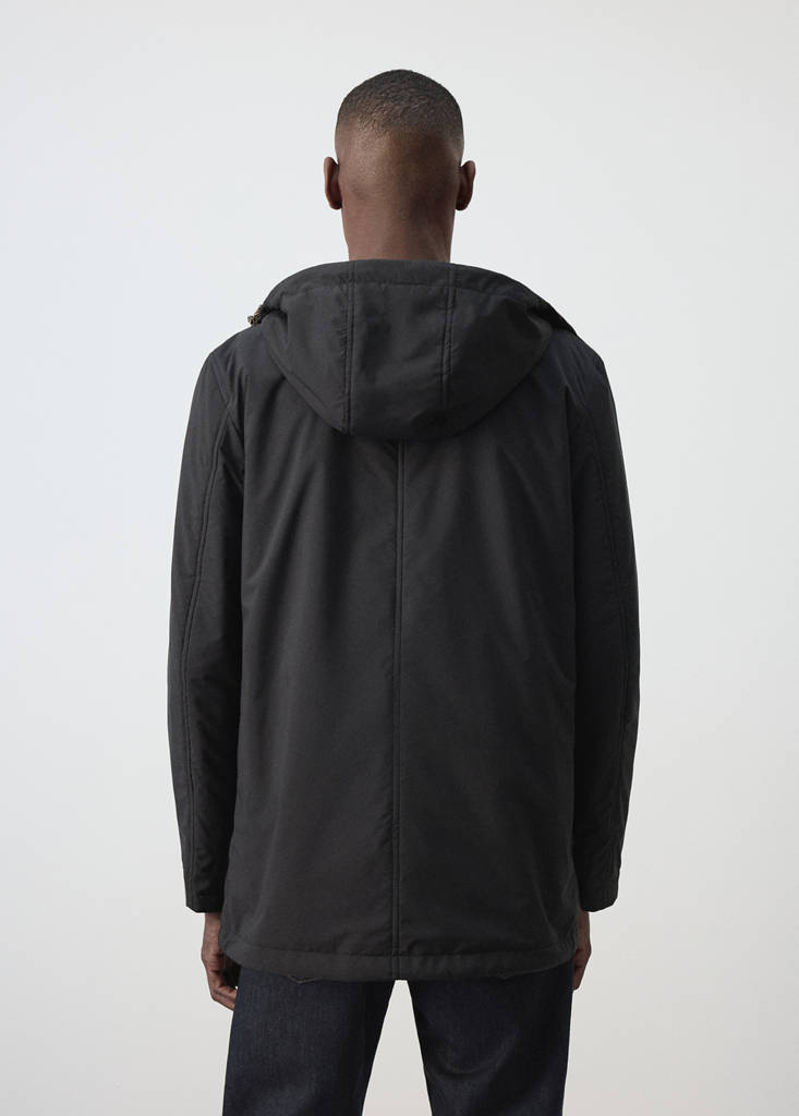 Reversible water-repellent padded parka — Black