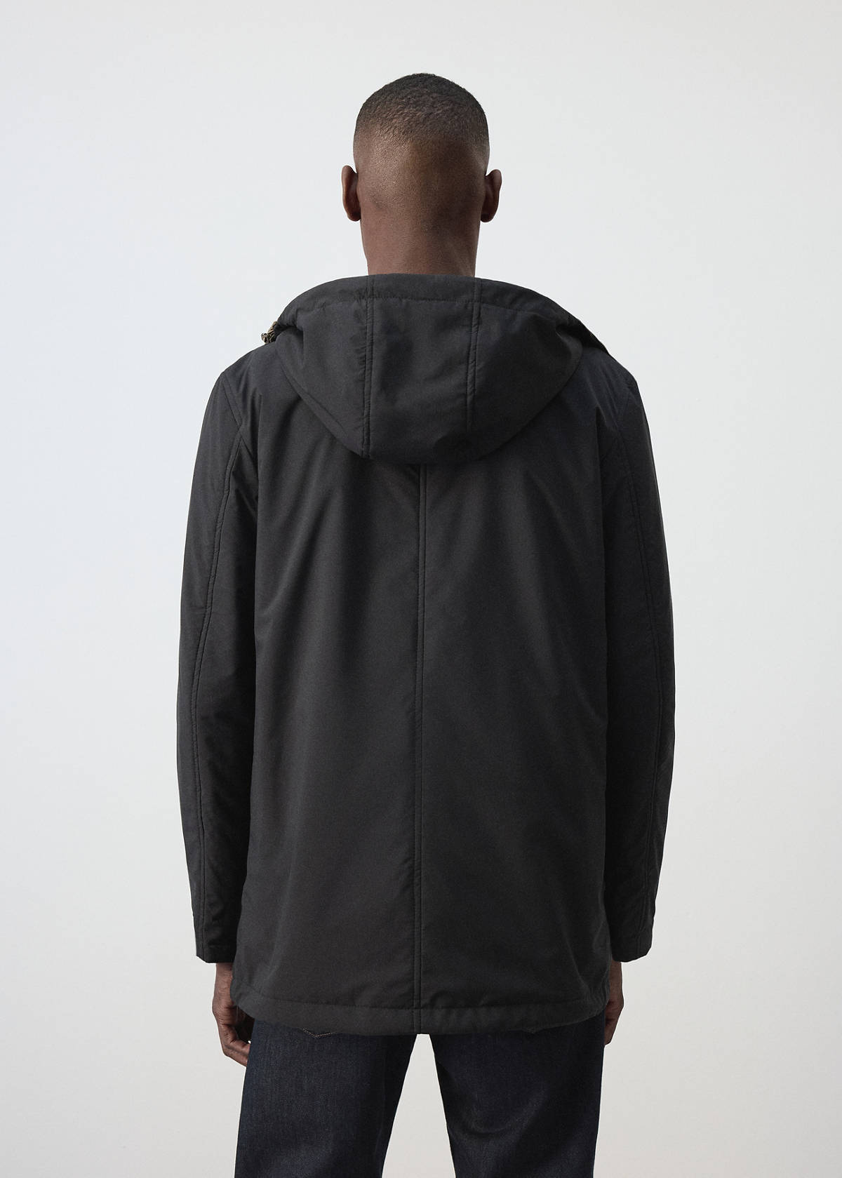 Reversible water-repellent padded parka — Black