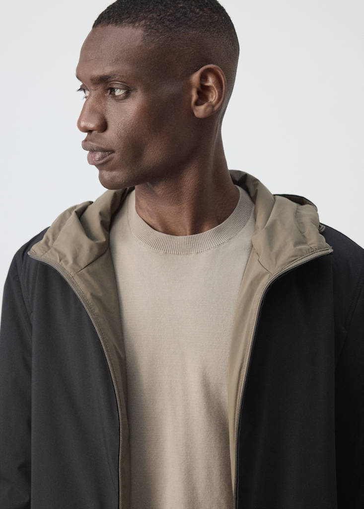 Reversible water-repellent padded parka — Black