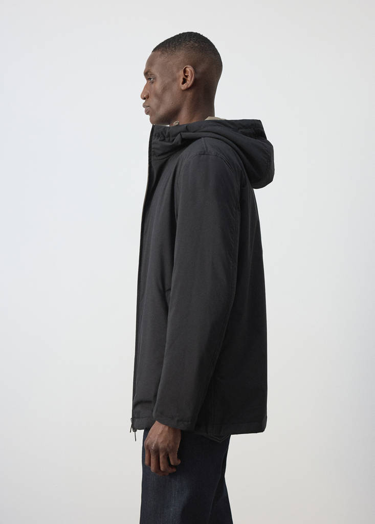 Reversible water-repellent padded parka — Black