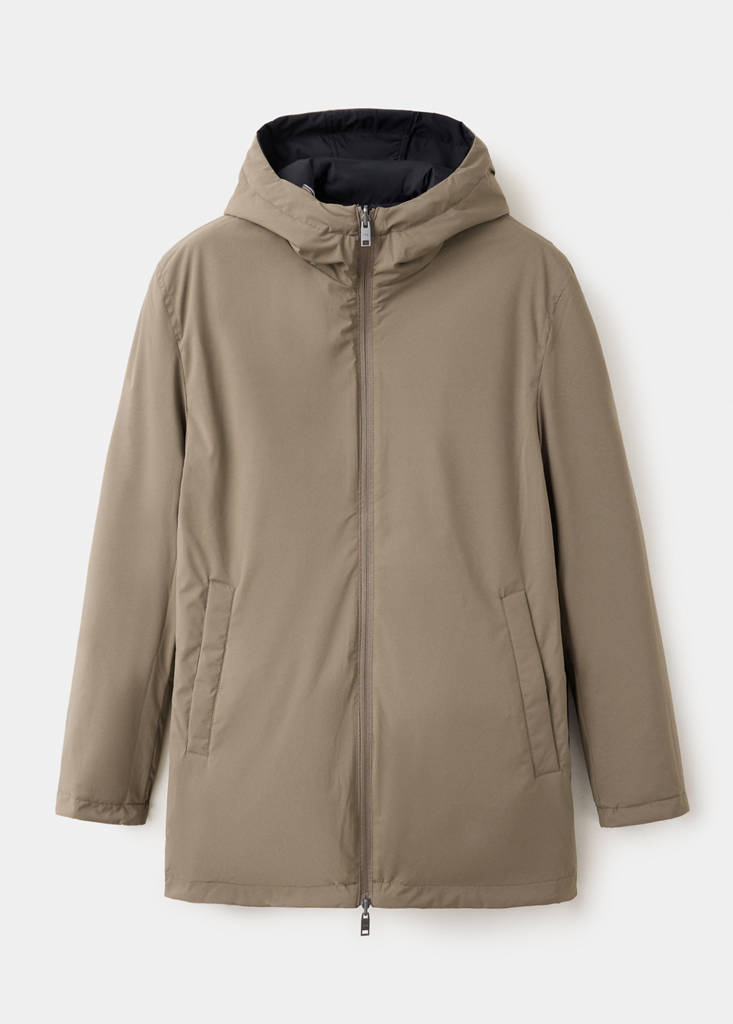 Reversible water-repellent padded parka — Black