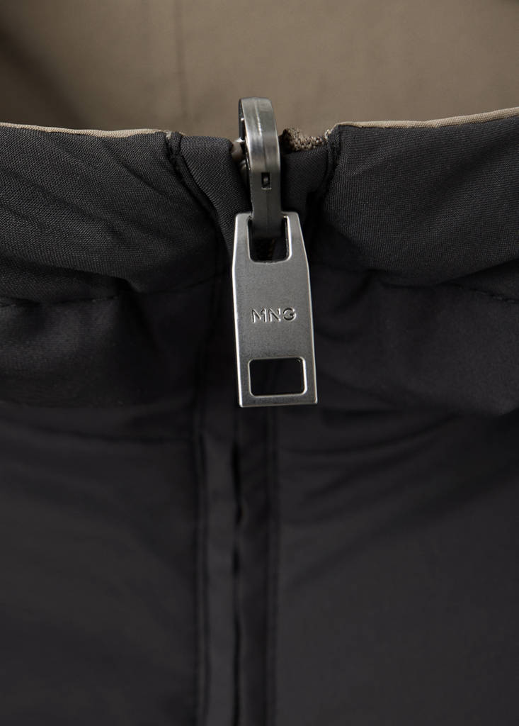 Reversible water-repellent padded parka — Black