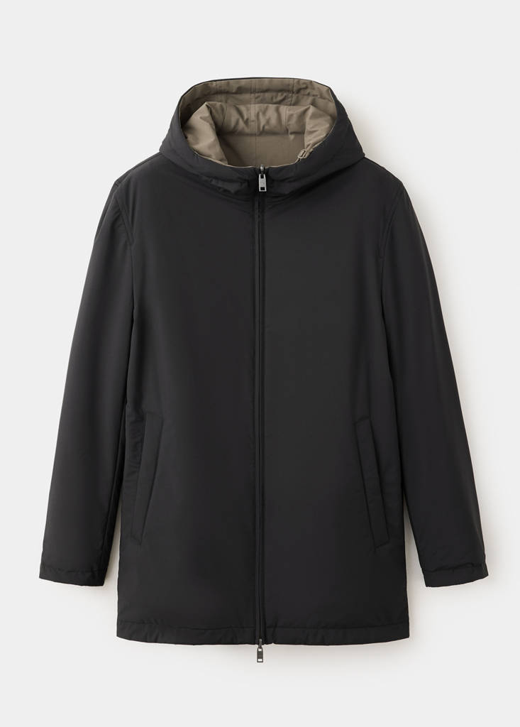 Reversible water-repellent padded parka — Black