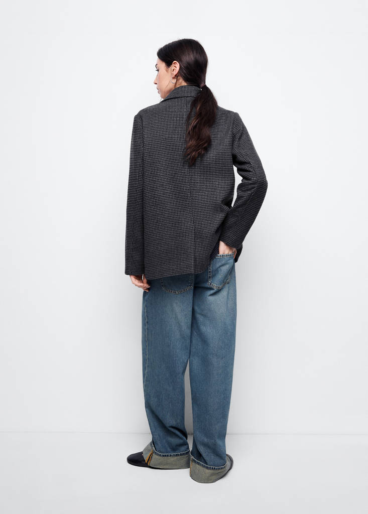 Herringbone wool blend blazer — Navy