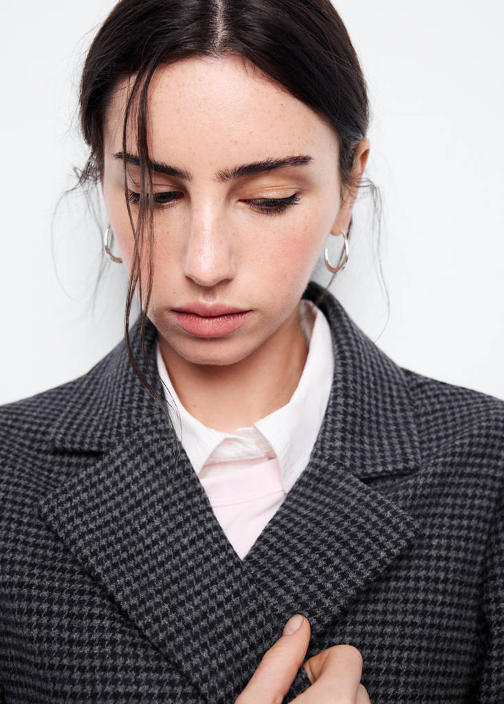 Herringbone wool blend blazer — Navy