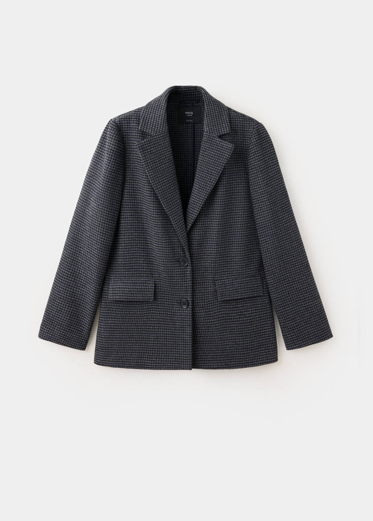 Herringbone wool blend blazer — Navy