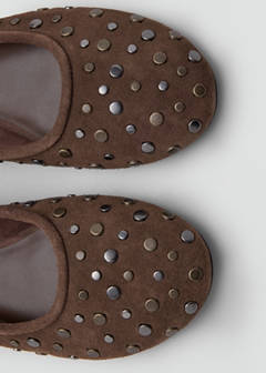 Studded leather ballet flats — Sand 4
