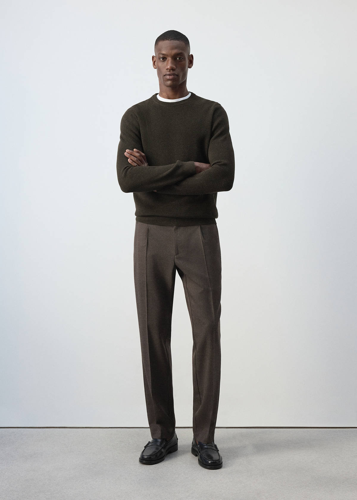 100% cotton fine ribbed knit jumper — Chocolate