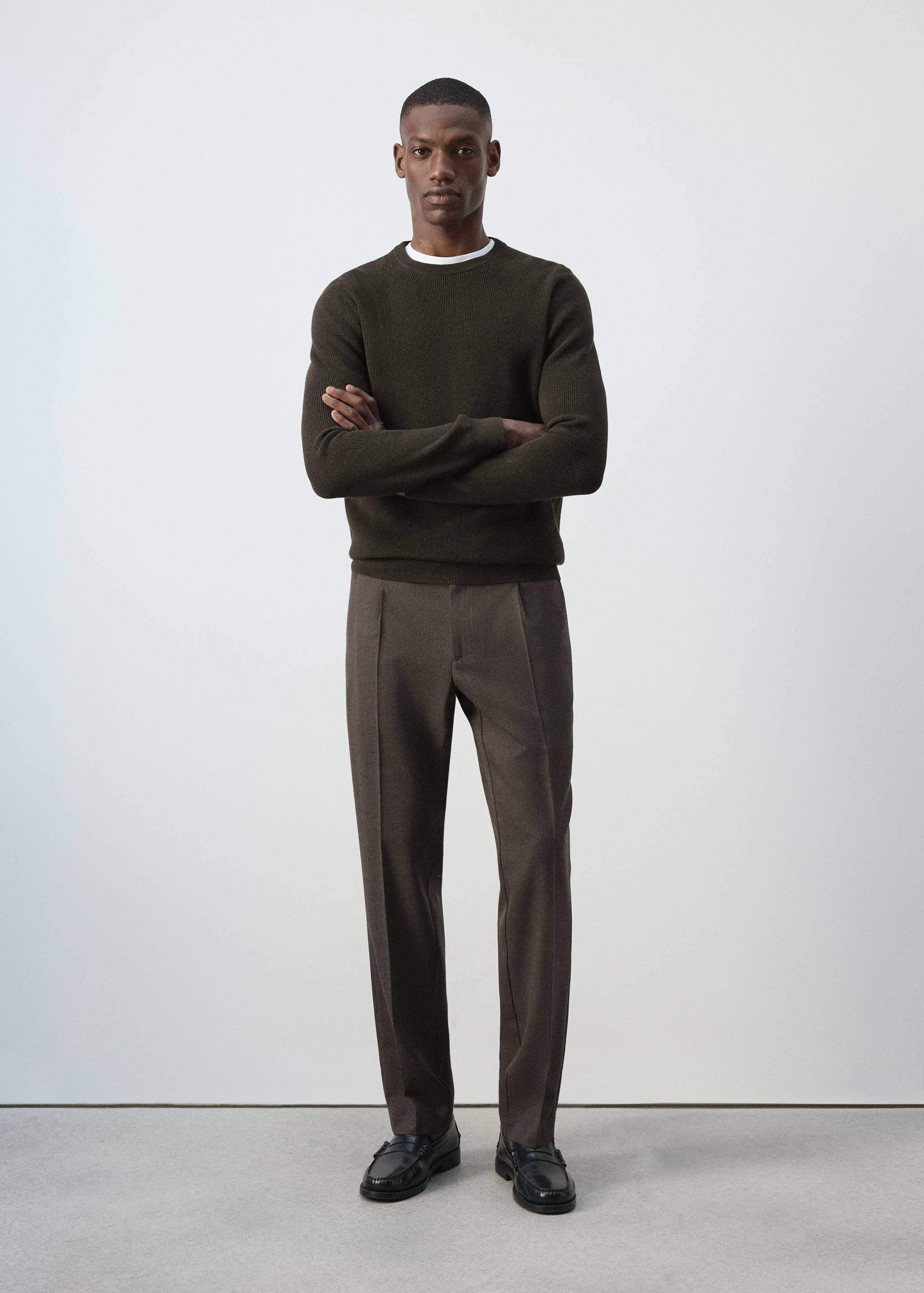100% fine ribbed cotton sweater - General plane
