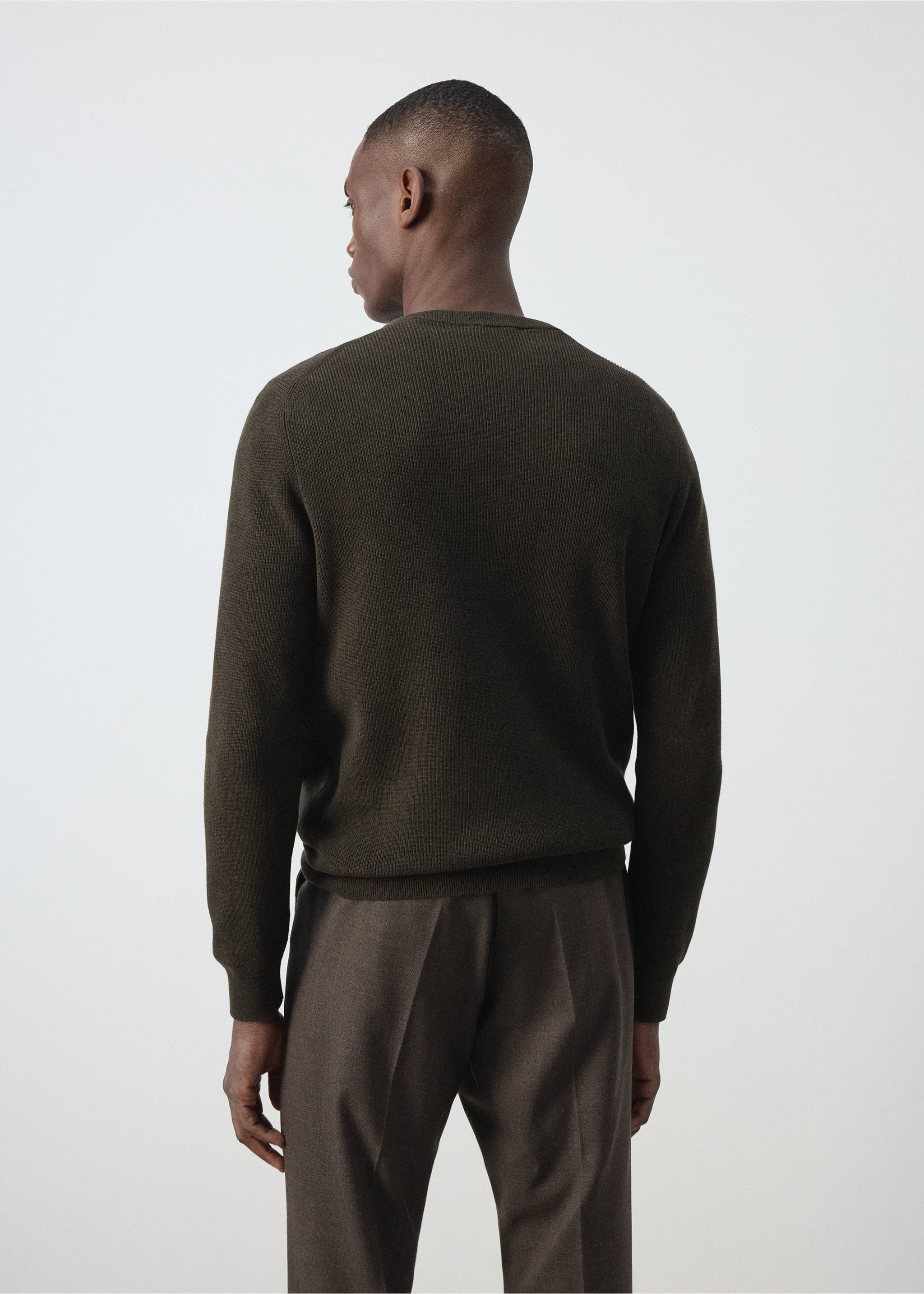 100% fine ribbed cotton sweater - Reverse of the article, Chocolate. Ref: 37075154-00.