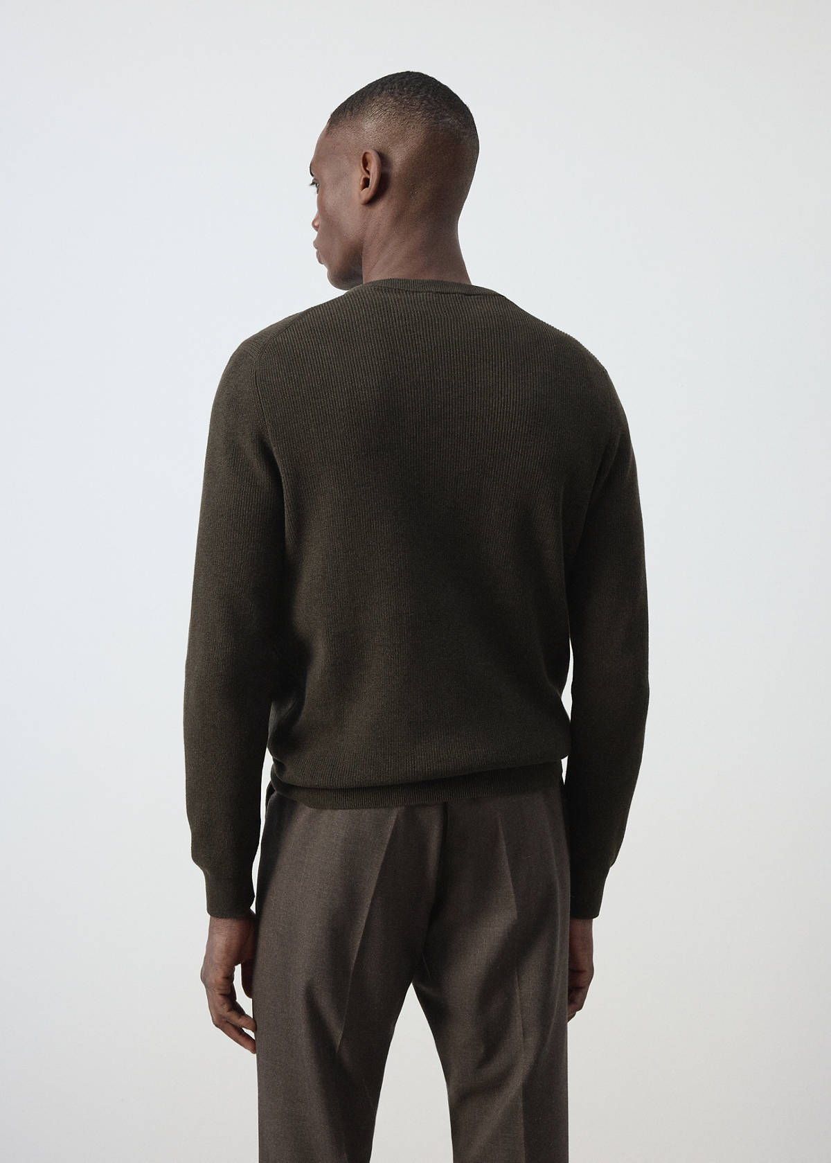 100% cotton fine ribbed knit jumper — Chocolate