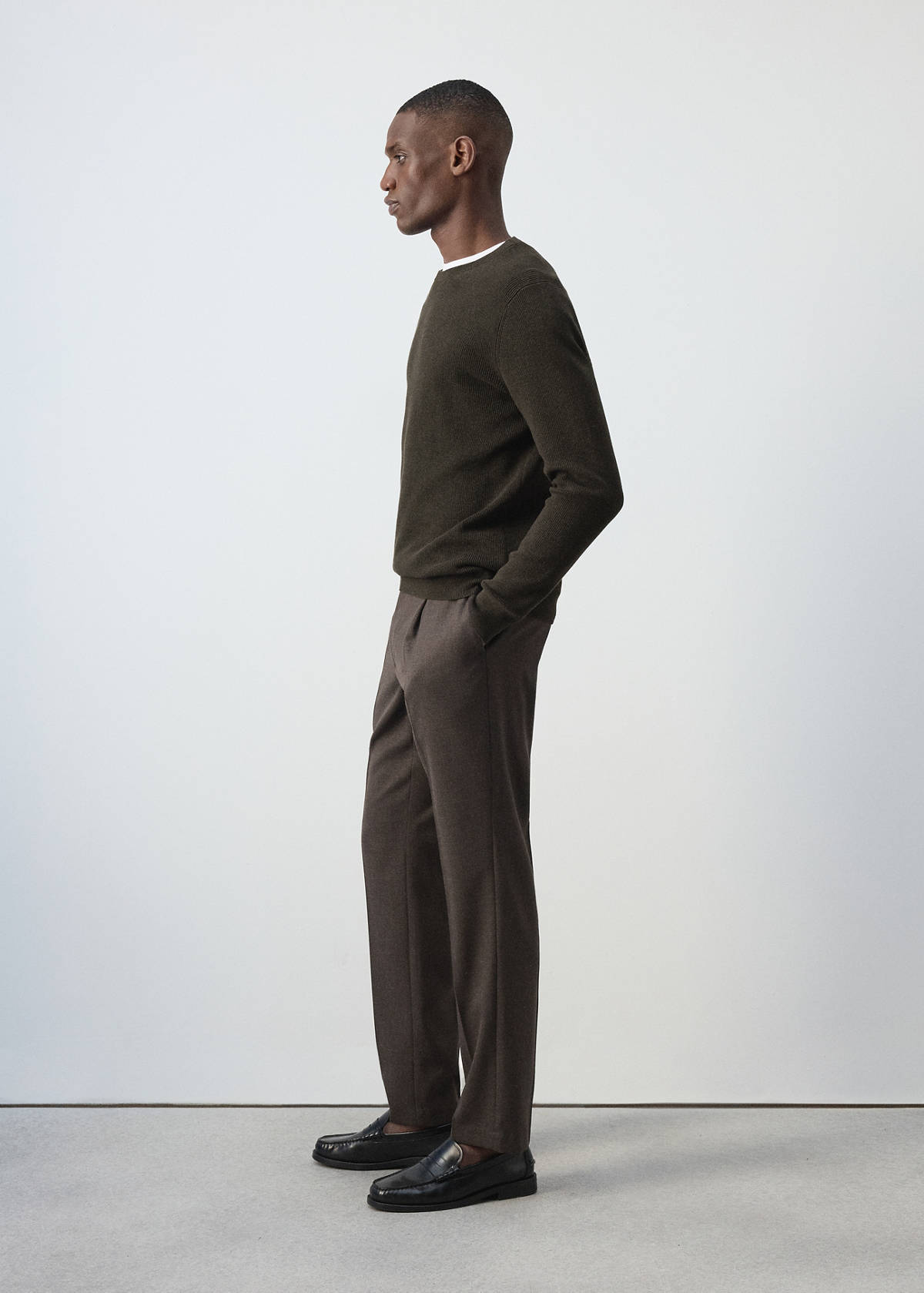 100% cotton fine ribbed knit jumper — Chocolate