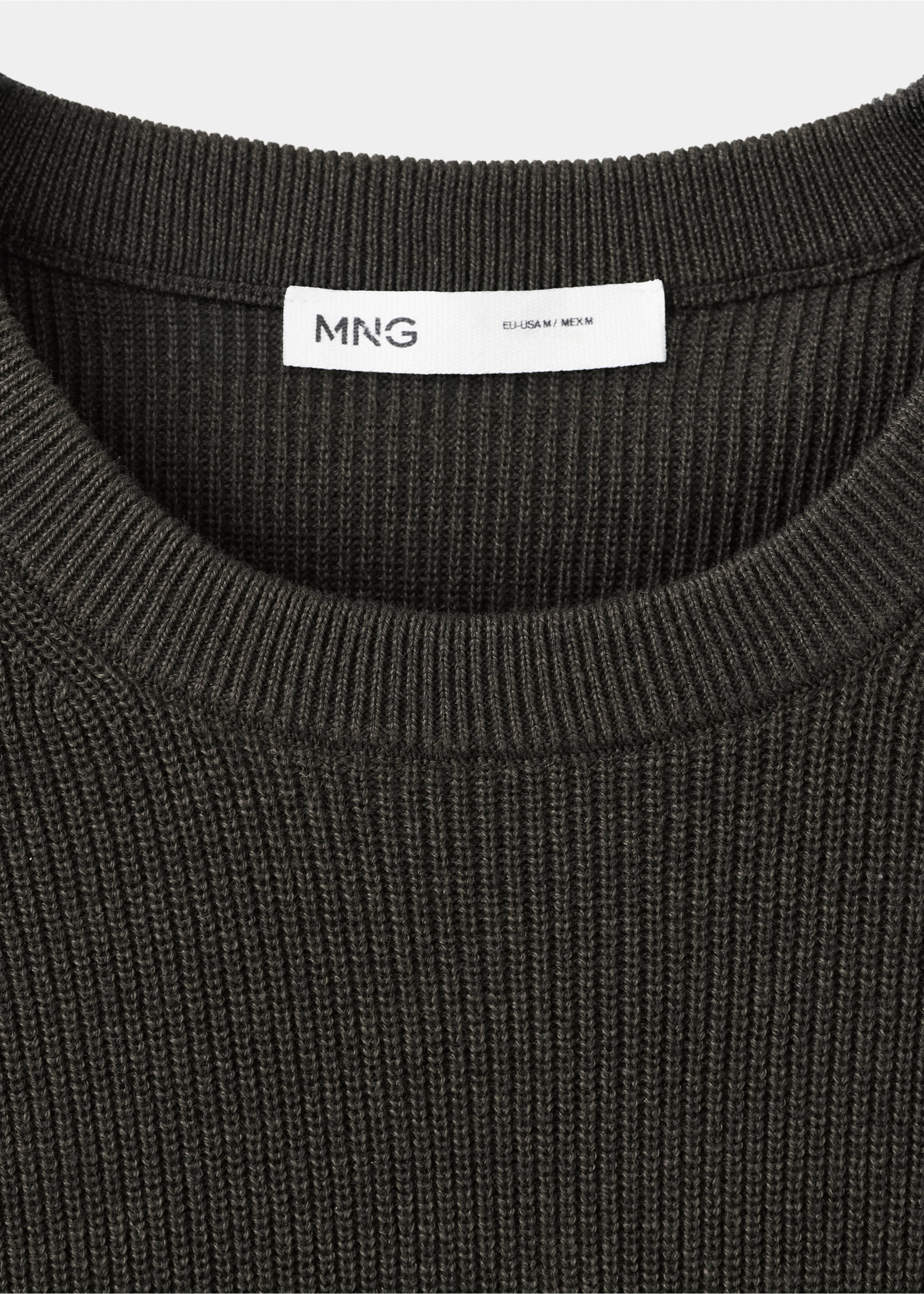 100% fine ribbed cotton sweater - Details of the article 8, Chocolate. Ref: 37075154-00.