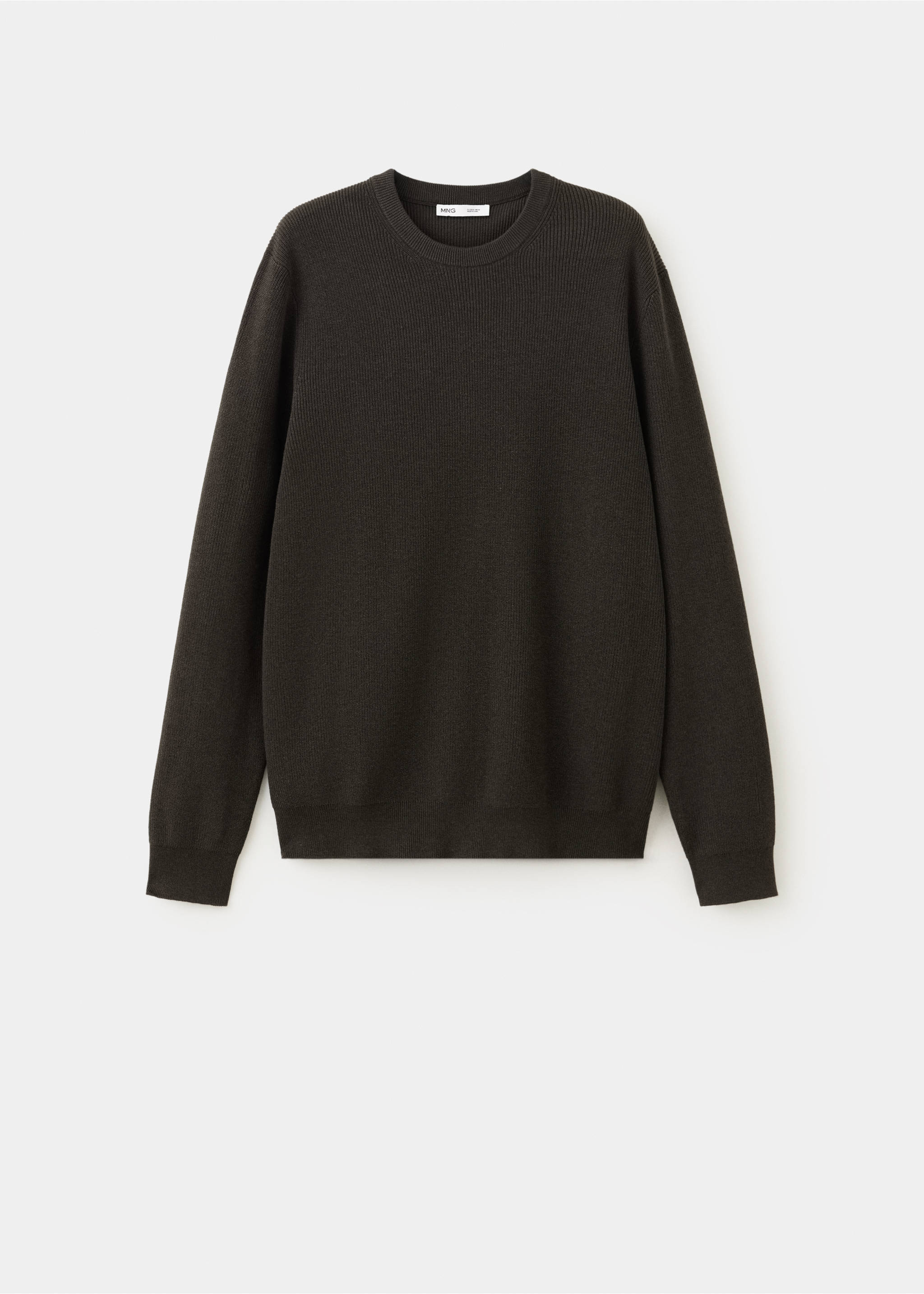 100% fine ribbed cotton sweater - Article without model, Chocolate. Ref: 37075154-00.