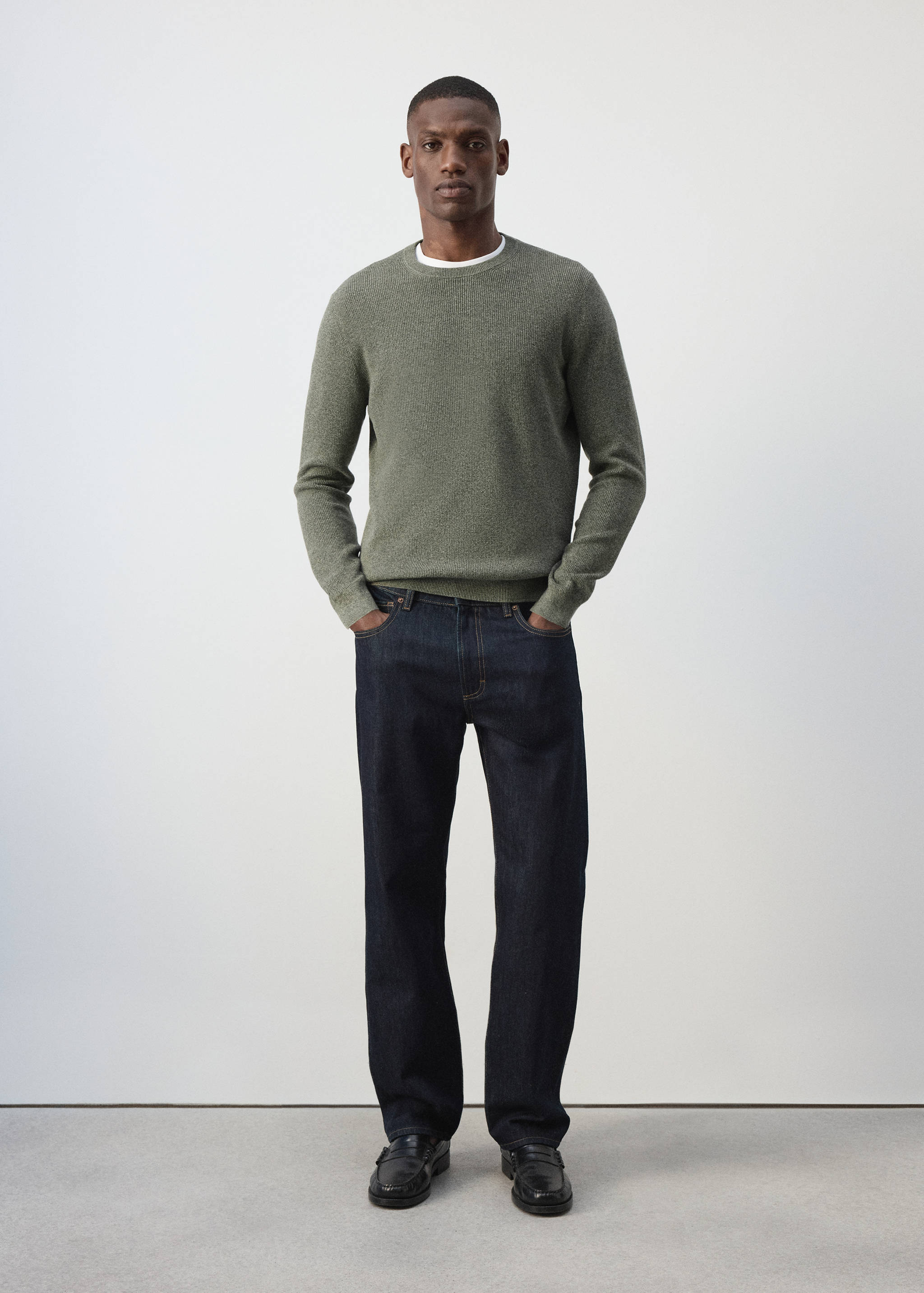 100% fine ribbed cotton sweater - General plane