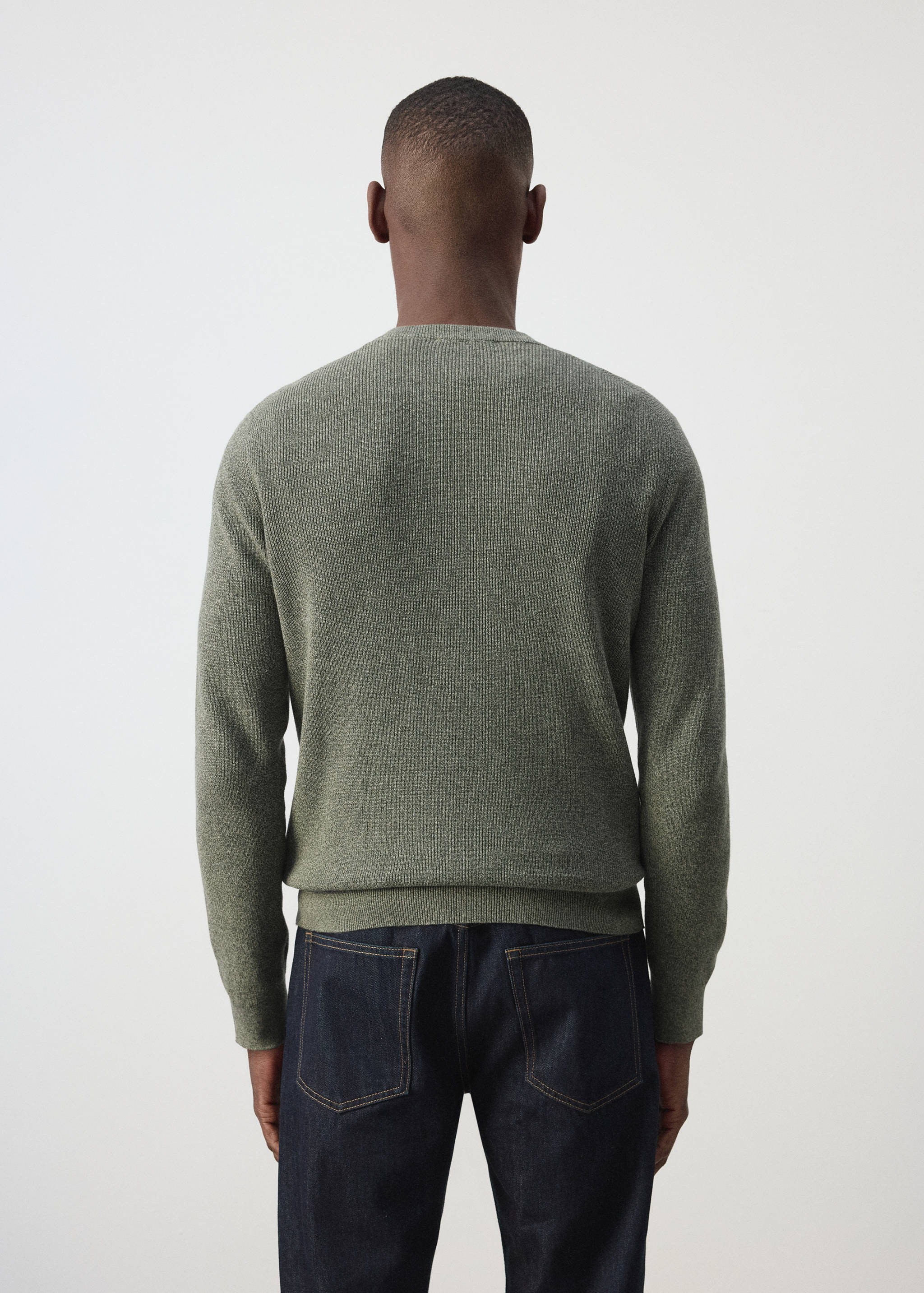 100% fine ribbed cotton sweater - Reverse of the article