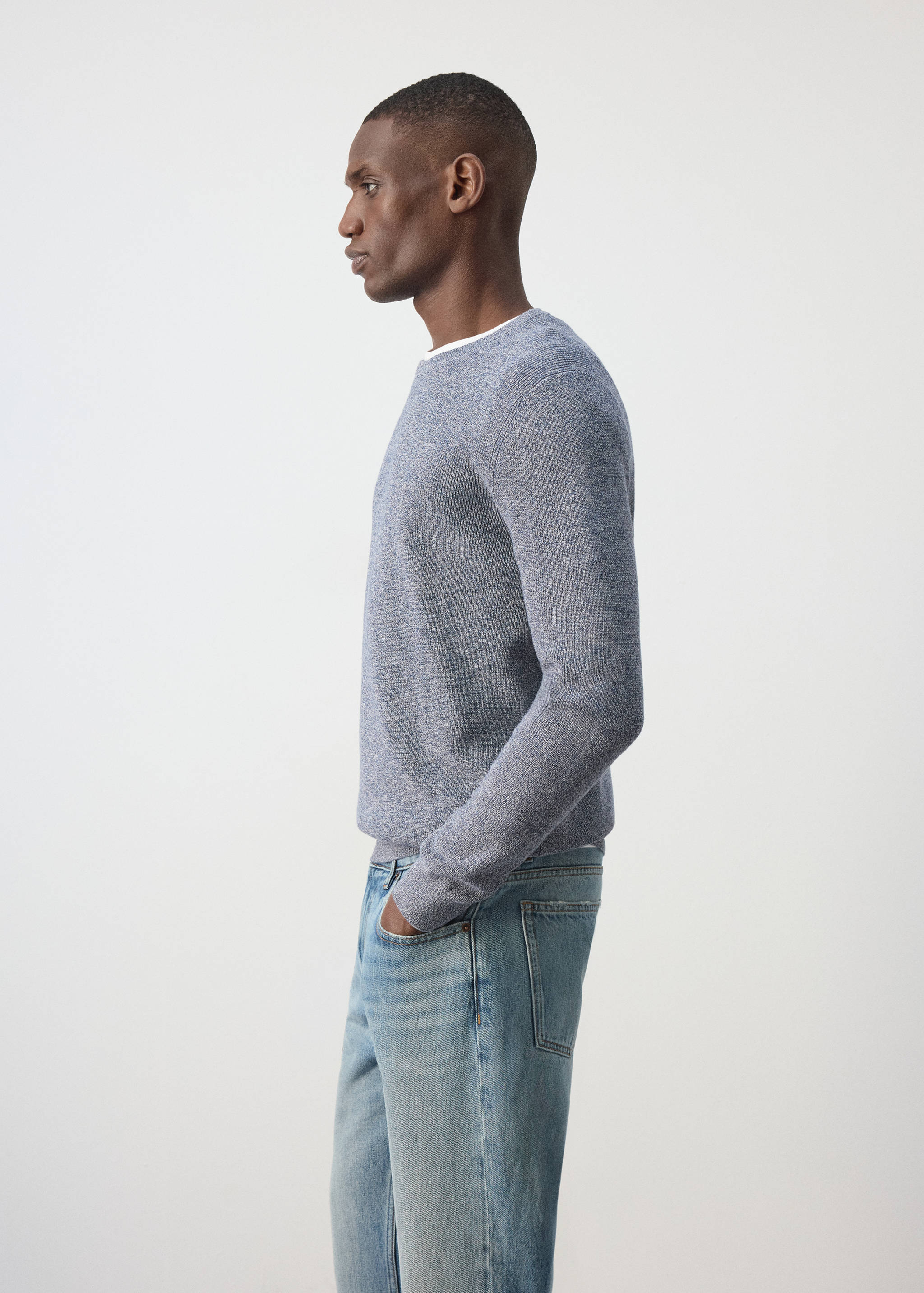 100% fine ribbed cotton sweater - Details of the article 2