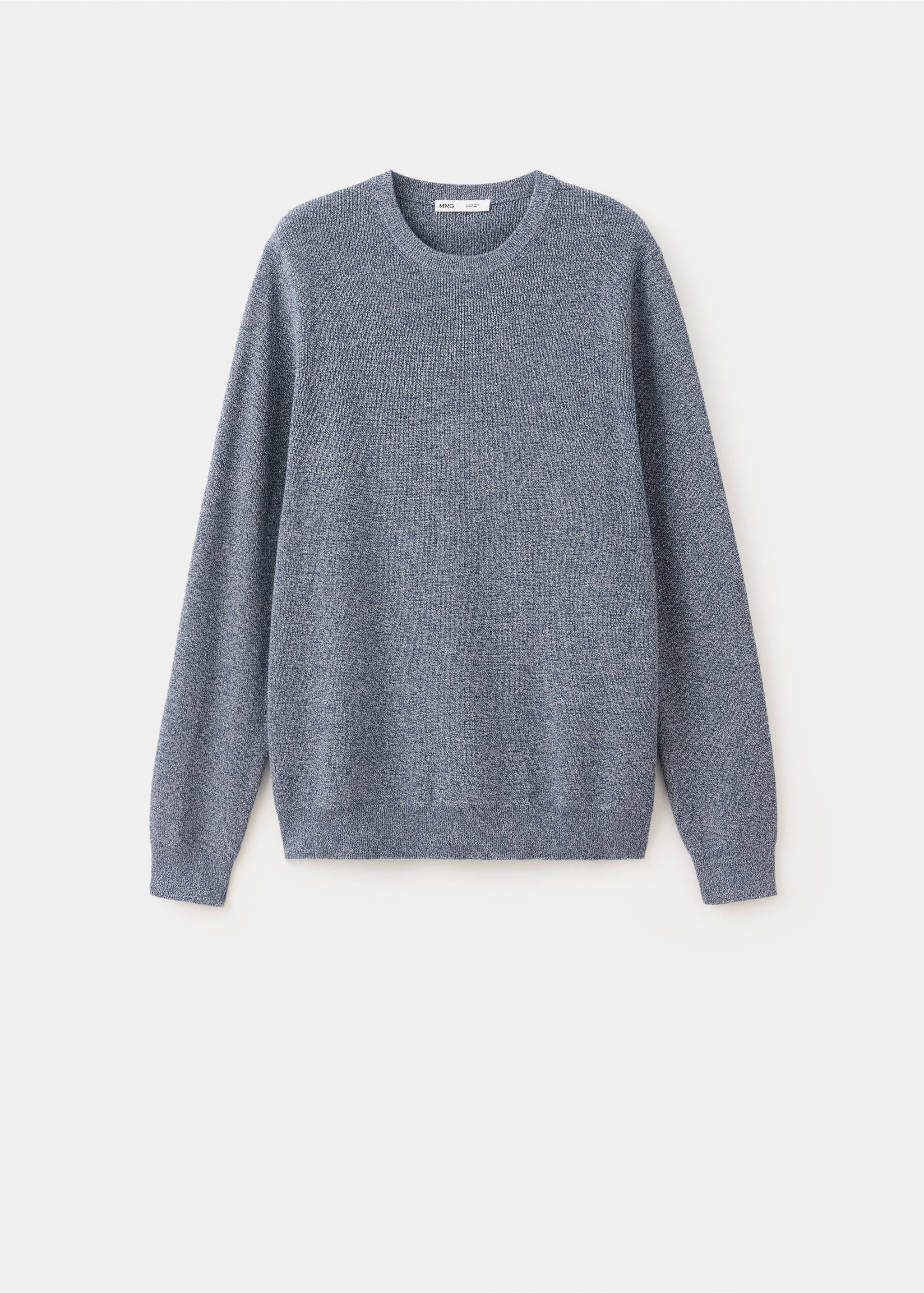 100% fine ribbed cotton sweater - Article without model, Blue. Ref: 37075154-00.