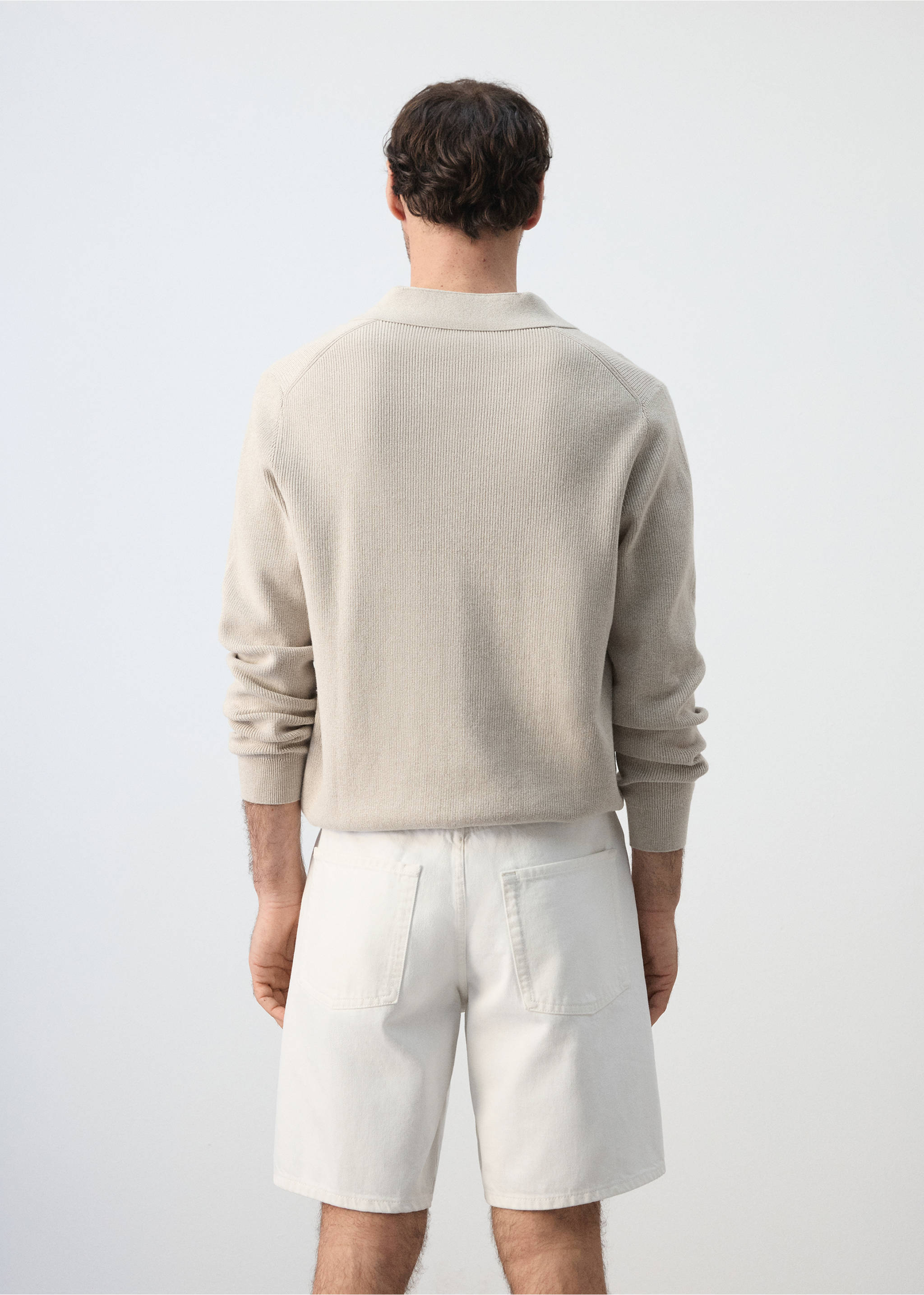 100% cotton knitted polo shirt - Reverse of the article, Beige. Ref: 37075157-00.