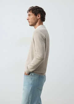 Ribbed cotton polo sweater — Beige 5