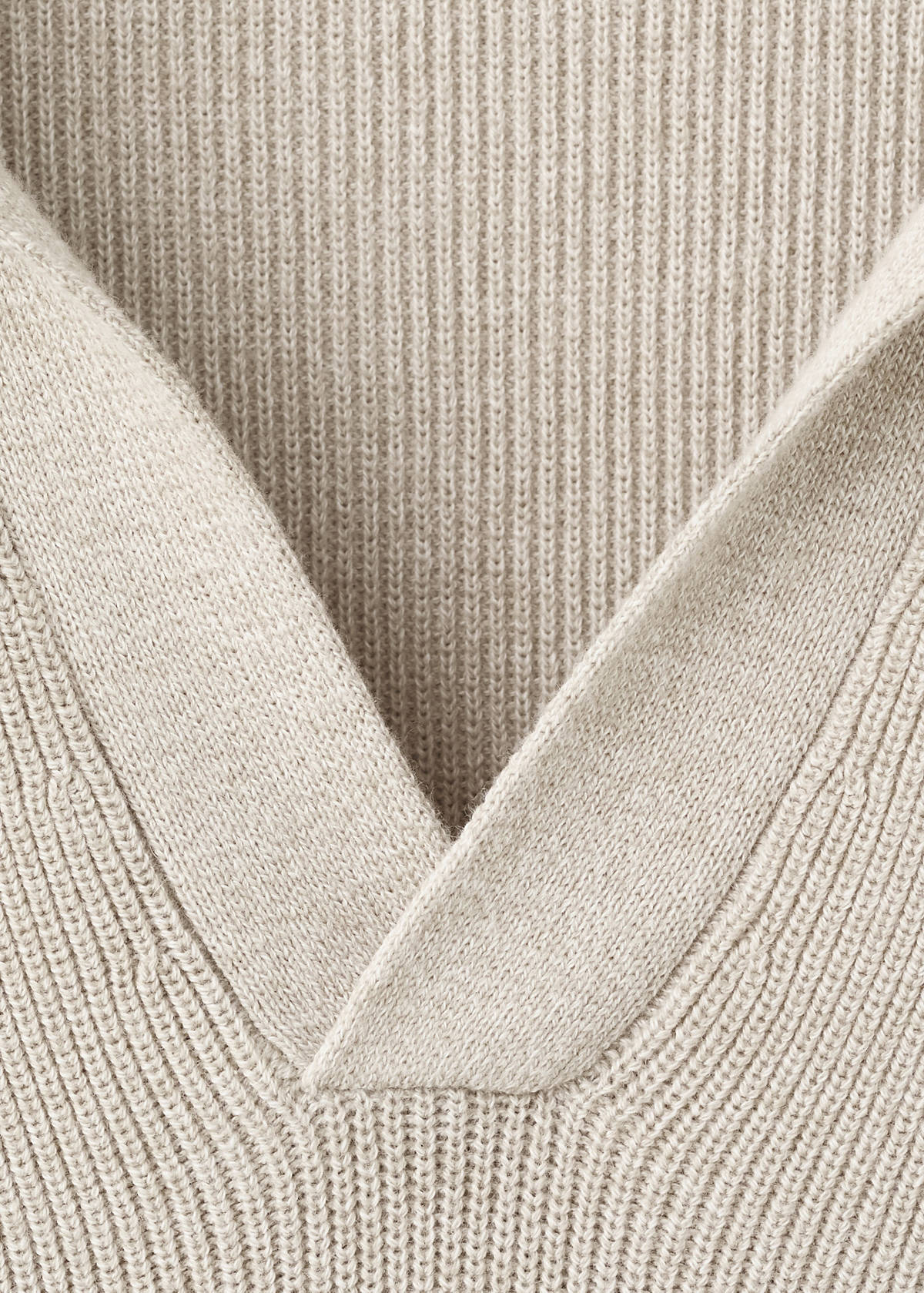 Ribbed cotton polo sweater — Beige