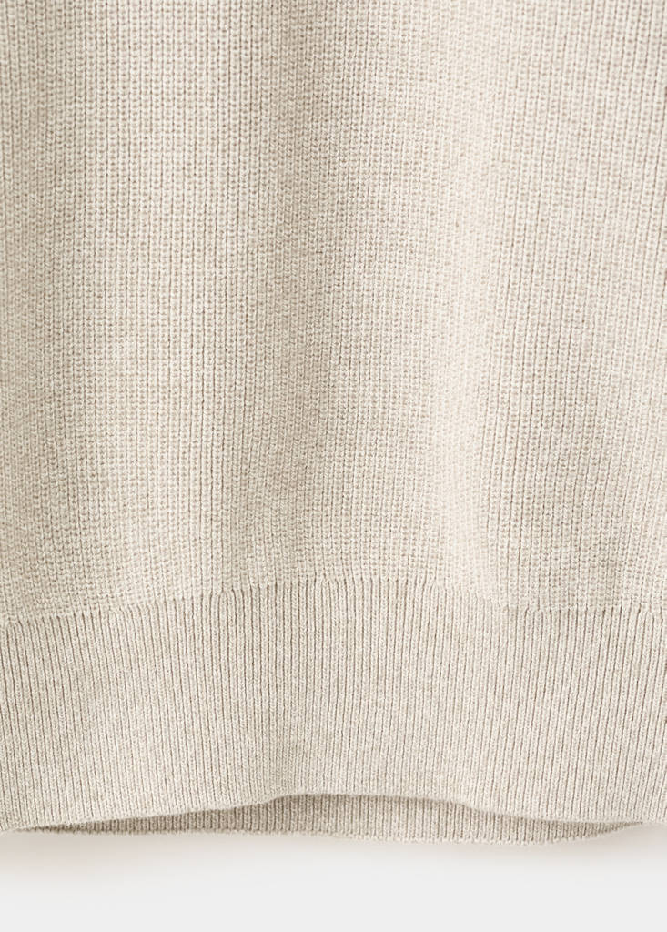 Ribbed cotton polo sweater — Beige