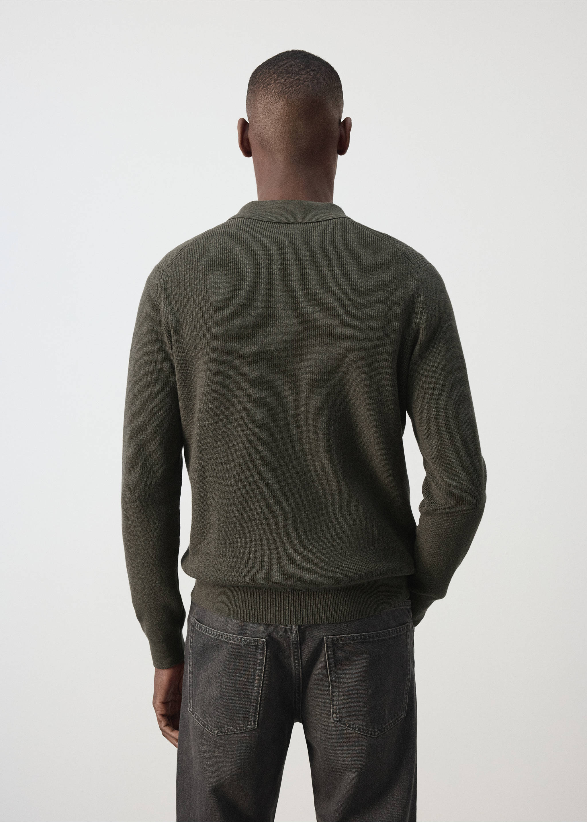 100% cotton knitted polo shirt - Reverse of the article, Dark Green. Ref: 37075157-00.