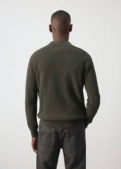 Ribbed cotton polo sweater — Dark Green 3