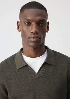 Ribbed cotton polo sweater — Dark Green 4