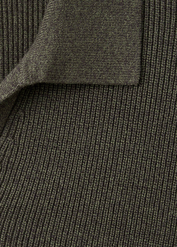Ribbed cotton polo sweater — Dark Green
