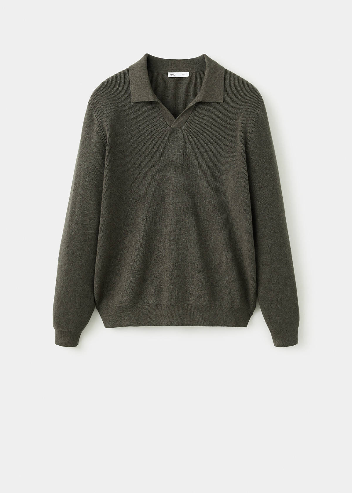 Ribbed cotton polo sweater — Dark Green