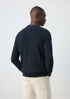 Ribbed cotton polo sweater — Navy 3