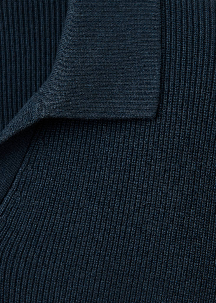Ribbed cotton polo sweater — Navy